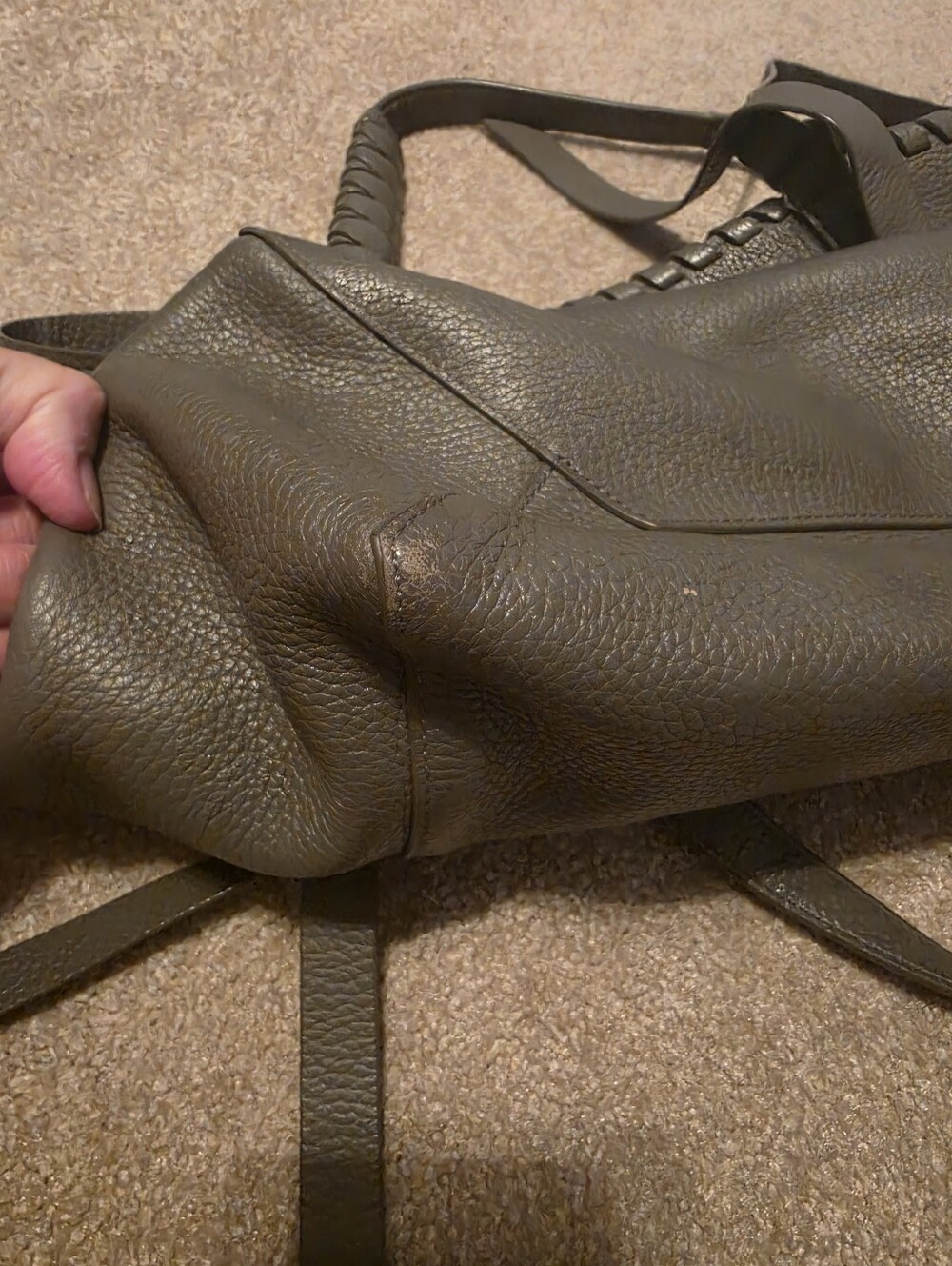 AllSaints Gray Leather Braided-Edge Tote - Picture 7 of 11
